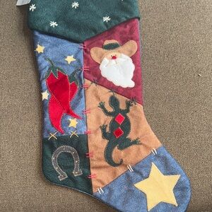 Santa and Cowboy Hat Christmas Stocking